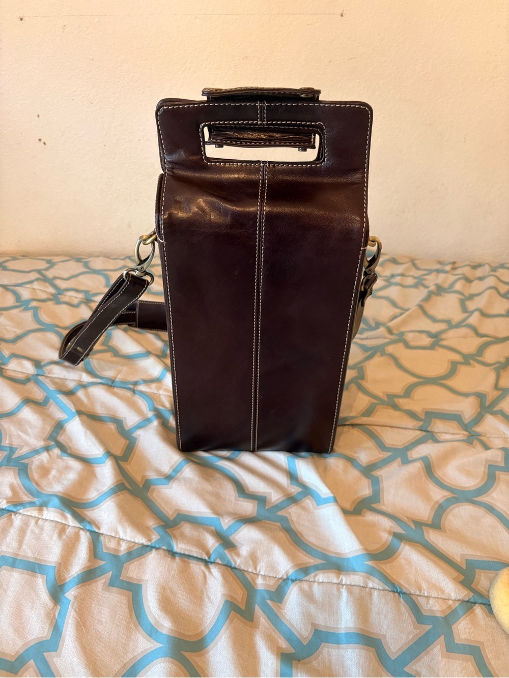Men’s Dark Brown Leather Crossbody Bag with Top Handle